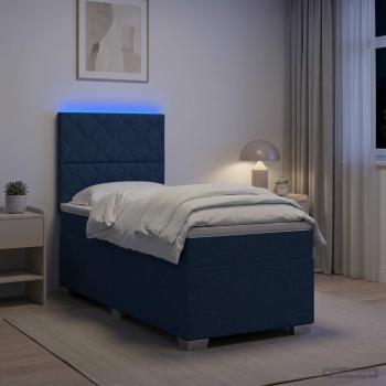 ARDEBO.de - Boxspringbett mit Matratze mit Kopfteil Blau 100 x 200 cm Stoff