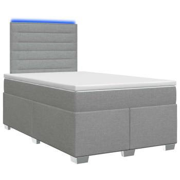ARDEBO.de - Boxspringbett mit Matratze Hellgrau 120 x 190 cm Stoff