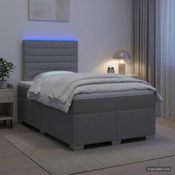 ARDEBO.de - Boxspringbett mit Matratze Hellgrau 120 x 200 cm Stoff