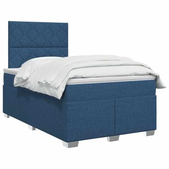 Boxspringbett mit Matratze mit Kopfteil Blau 120 x 200 cm Stoff