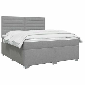 Boxspringbett mit Matratze Hellgrau 140 x 190 cm Stoff