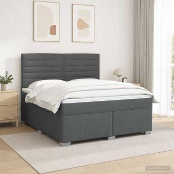 ARDEBO.de - Boxspringbett mit Matratze Dunkelgrau 140 x 190 cm Stoff