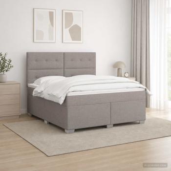 ARDEBO.de - Boxspringbett mit Matratze Taupe 140 x 190 cm Stoff