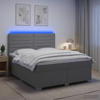 ARDEBO.de - Boxspringbett mit Matratze Hellgrau 140 x 200 cm Stoff