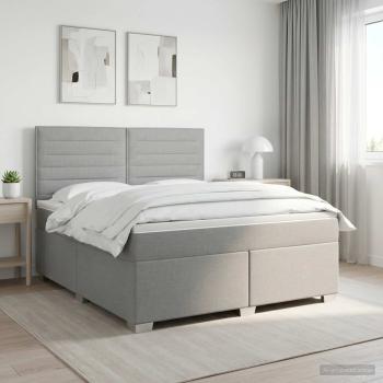 Boxspringbett mit Matratze Hellgrau 140 x 200 cm Stoff