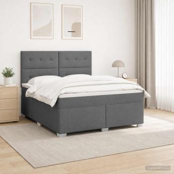 Boxspringbett mit Matratze Dunkelgrau 140 x 200 cm Stoff