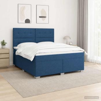 ARDEBO.de - Boxspringbett mit Matratze mit Kopfteil Blau 140 x 200 cm Stoff