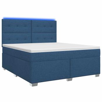 Boxspringbett mit Matratze mit Kopfteil Blau 140 x 200 cm Stoff
