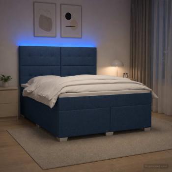Boxspringbett mit Matratze mit Kopfteil Blau 140 x 200 cm Stoff