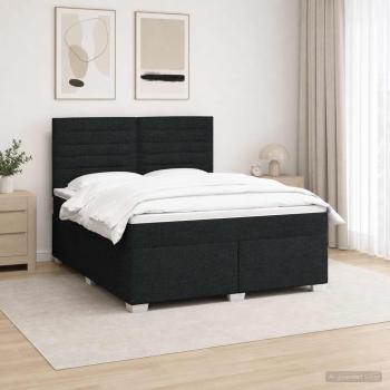 Boxspringbett mit Matratze Schwarz 180 x 200 cm Stoff