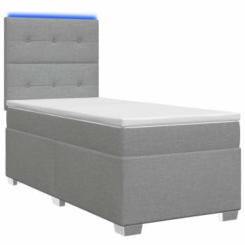 Boxspringbett mit Matratze und LED Hellgrau 90 x 190 cm Stoff