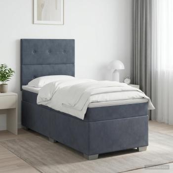 Boxspringbett mit Matratze Dunkelgrau 90 x 190 cm Samt