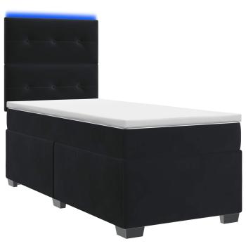 Boxspringbett mit Matratze Schwarz 90 x 190 cm Samt