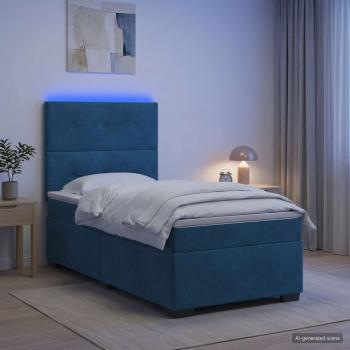 ARDEBO.de - Boxspringbett mit Matratze mit Kopfteil Blau 90 x 190 cm Samt