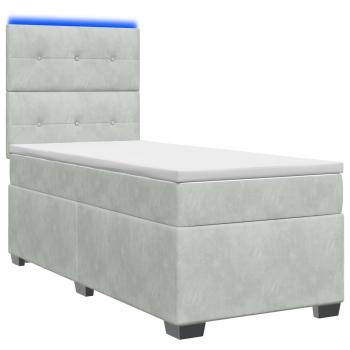 Boxspringbett mit Matratze Hellgrau 90 x 200 cm Samt