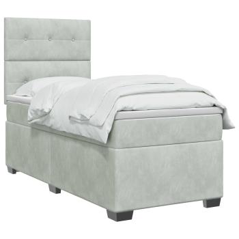 Boxspringbett mit Matratze Hellgrau 90 x 200 cm Samt