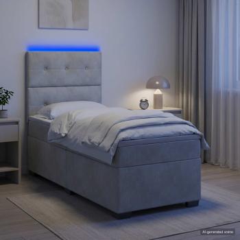 Boxspringbett mit Matratze Hellgrau 90 x 200 cm Samt