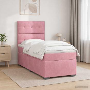 ARDEBO.de - Boxspringbett mit Matratze mit Kopfteil Rosa 90 x 200 cm Samt