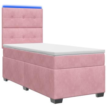 Boxspringbett mit Matratze mit Kopfteil Rosa 90 x 200 cm Samt