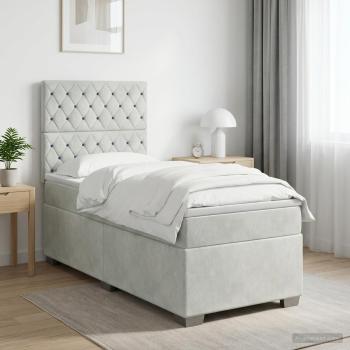 ARDEBO.de - Boxspringbett mit Matratze Hellgrau 100 x 200 cm Samt
