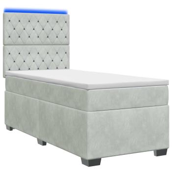 Boxspringbett mit Matratze Hellgrau 100 x 200 cm Samt