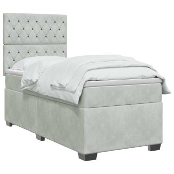 Boxspringbett mit Matratze Hellgrau 100 x 200 cm Samt