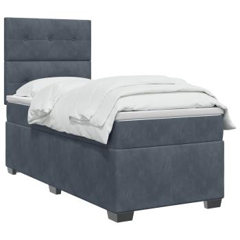 Boxspringbett mit Matratze Dunkelgrau 100 x 200 cm Samt