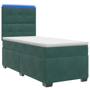 Boxspringbett mit Matratze Dunkelgrün 100 x 200 cm Samt