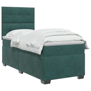 Boxspringbett mit Matratze Dunkelgrün 100 x 200 cm Samt