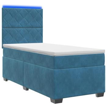Boxspringbett mit Matratze mit Kopfteil Blau 100 x 200 cm Samt