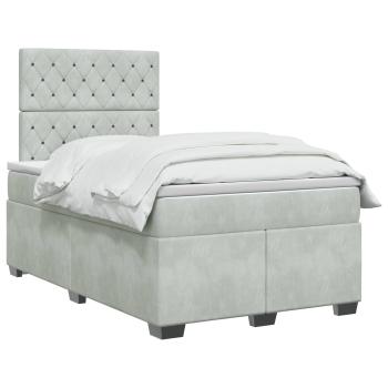 Boxspringbett mit Matratze Hellgrau 120 x 190 cm Samt