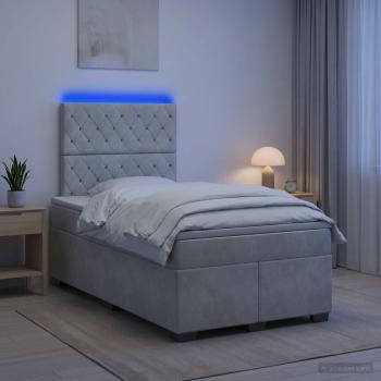 Boxspringbett mit Matratze Hellgrau 120 x 190 cm Samt