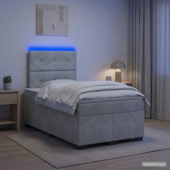 ARDEBO.de - Boxspringbett mit Matratze Hellgrau 120 x 190 cm Samt