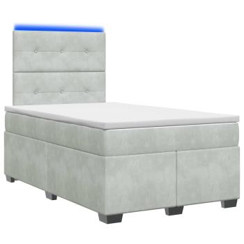 Boxspringbett mit Matratze Hellgrau 120 x 190 cm Samt