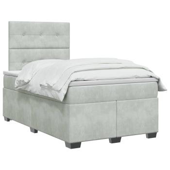 Boxspringbett mit Matratze Hellgrau 120 x 190 cm Samt