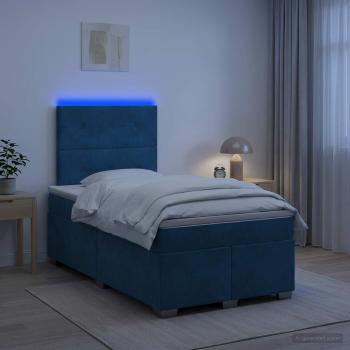 ARDEBO.de - Boxspringbett mit Matratze mit Kopfteil Blau 120 x 190 cm Samt