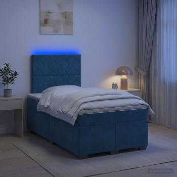 ARDEBO.de - Boxspringbett mit Matratze mit Kopfteil Blau 120 x 190 cm Samt