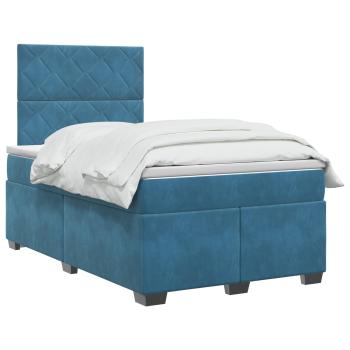 Boxspringbett mit Matratze mit Kopfteil Blau 120 x 190 cm Samt