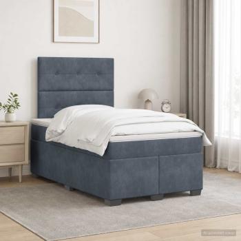 ARDEBO.de - Boxspringbett mit Matratze Dunkelgrau 120 x 200 cm Samt