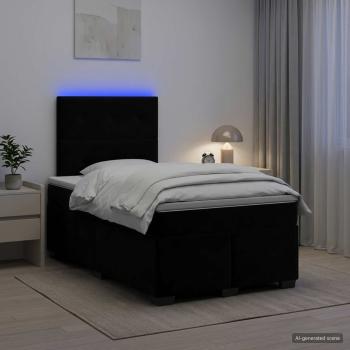 Boxspringbett mit Matratze Schwarz 120 x 200 cm Samt