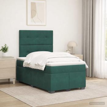 ARDEBO.de - Boxspringbett mit Matratze Dunkelgrün 120 x 200 cm Samt