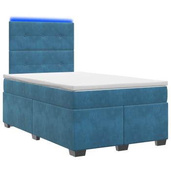 Boxspringbett mit Matratze mit Kopfteil Blau 120 x 200 cm Samt