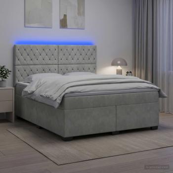 ARDEBO.de - Boxspringbett mit Matratze Hellgrau 140 x 190 cm Samt