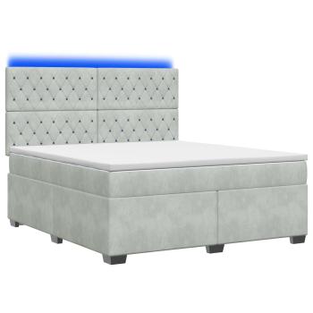 Boxspringbett mit Matratze Hellgrau 140 x 190 cm Samt