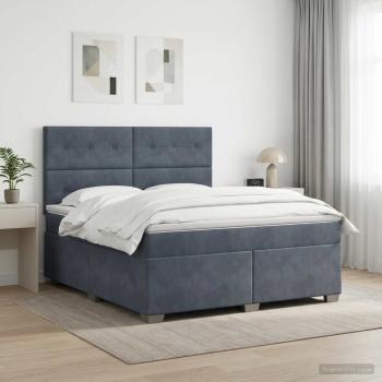 ARDEBO.de - Boxspringbett mit Matratze Dunkelgrau 140 x 190 cm Samt