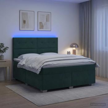 ARDEBO.de - Boxspringbett mit Matratze Dunkelgrün 140 x 190 cm Samt