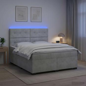 Boxspringbett mit Matratze Hellgrau 140 x 200 cm Samt