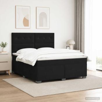 Boxspringbett mit Matratze Schwarz 140 x 200 cm Samt
