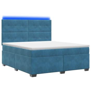 Boxspringbett mit Matratze mit Kopfteil Blau 180 x 200 cm Samt