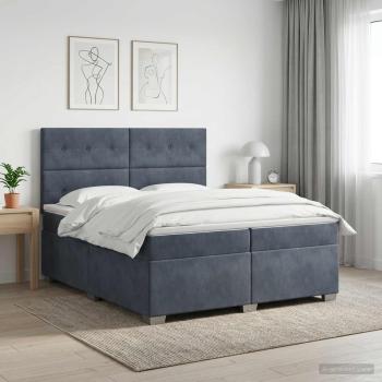 ARDEBO.de - Boxspringbett mit Matratze Dunkelgrau 200 x 200 cm Samt